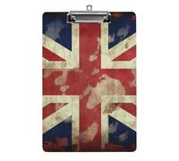 Vintage Union Jack British Flag Plastic Clipboard with Storage Office Acrylic Clipboards Low Profile Clip Clear Clip Boards Basics Letter Size Hardboard for Nurses,Teachers