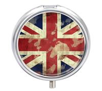 Vintage Union Jack British Flag Round Pill Box 3 Compartment Pill Case Portable Travel Pill Organizer Medicine Tablet Vitamin Holder Organizer for Purse Pocket