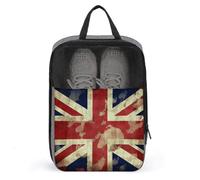 Vintage Union Jack British Flag Shoe Bag Waterproof & Breathable Shoe Pouch for Travel, Portable Carry Case for Sports Sneakers, Gym, Vacation