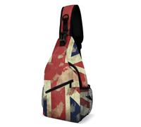 Vintage Union Jack British Flag Sling Bag with Rfid Blocking Causal Mens Crossbody Bag Lightweight Chest Pack Large Man Purse Travel Crossbody Backpack Shoulder Sling Backpack for Hiking Running Cycli