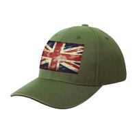 Vintage Union Jack British Flag Trucker Hat Baseball Cap Men Women Golf Hat Adjustable Fender Hats for Running Fishing Gym, Army Green-style, One size