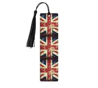 Vintage Union Jack British Flag Wooden Bookmarks 5pcs with Black Tassels Handmade Double-Sided Printed Book Marks Page Markers Book Accessories Gift for Book Lovers Women Men