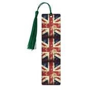 Vintage Union Jack British Flag Wooden Bookmarks 5pcs with Dark Green Tassels Handmade Double-Sided Printed Book Marks Page Markers Book Accessories Gift for Book Lovers Women Men