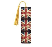 Vintage Union Jack British Flag Wooden Bookmarks 5pcs with Gold Tassels Handmade Double-Sided Printed Book Marks Page Markers Book Accessories Gift for Book Lovers Women Men