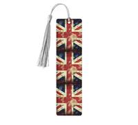 Vintage Union Jack British Flag Wooden Bookmarks 5pcs with Gray Tassels Handmade Double-Sided Printed Book Marks Page Markers Book Accessories Gift for Book Lovers Women Men