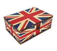 Vintage Union Jack Flag Treasure Box - Wooden Storage Decorative Box with Lid, Durable Trinket Jewelry Memento Keepsake Case, Gifts for Kids, Girls, Boys, Women, Home Decor (Small)