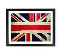 Vintage Union Jack Flag Vol.3 Framed Print | A2 Black Framed Wall Art | Ready to Hang | Classic Flag Picture | Living Room Bedroom Lounge Office