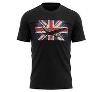 Vintage Union Jack Spitfire T Shirt for Men - WW2 Plane Aviation Design - United Kingdom Pride Tee for Him - British English Heritage Top - Patriot, S, Black