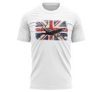 Vintage Union Jack Spitfire T Shirt for Men - WW2 Plane Aviation Design - United Kingdom Pride Tee for Him - British English Heritage Top - Patriot, L, White