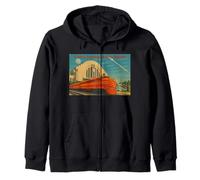 Vintage Union Terminal Cincinnati Art Deco Train Zip Hoodie