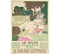 Vintage 'Up River', by George Sherringham, 1884-1937, Reproduction English Art Deco Travel Poster (A3)