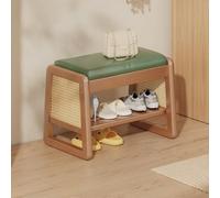 Vintage Upholstered Shoe Bench with Storage Padded Seat Cushion for Bedroom Bathroom Hallway Living Room Stylish Green Wooden Bench (50x35x40cm)