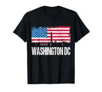 Vintage US Flag American City Skyline Washington DC T-Shirt