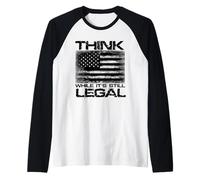 Vintage US Flag Free Thought Advocacy Design Raglan Baseball Tee