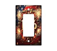 Vintage USA 4th of July Decorative Switch Cover 1 Gang Single Rocker, 1776 Independence Day Switchcover Wall Plate, Aesthetic Electrical Faceplate for Bedroom Living Room Decor