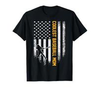 Vintage USA American Flag Coolest Baseball Mom Silhouette T-Shirt