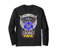 Vintage USA American Flag US Coast Guard Proud Retired Papa Long Sleeve T-Shirt