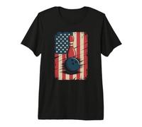 Vintage USA Bowling Strike Patriotic Lane Bowler Premium T-Shirt