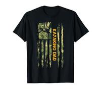 Vintage USA Camo Flag Proud Kayaking Dad Kayak Silhouette T-Shirt