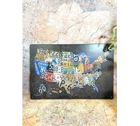 Vintage USA License Plate Map Metal Sign - Retro Wall Decor, American Flag Art, Unique Home Accent - 30 cm x 20 cm
