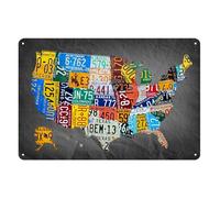 Vintage Usa Map License Plate Sign Retro Aluminum Plaque Funny Garage Man Cave Bar Pub Bedroom Home Indoor Outdoor Decor 14x20 CM