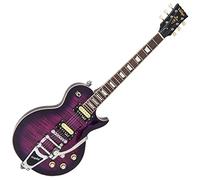 Vintage V100 ReIssued Electric Guitar w/Bigsby ~ Flamed Purpleburst