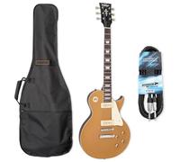 Vintage V100GT Electric Guitar Reissued Gold Top with Bag and Keepdrum Cable