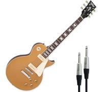 Vintage V100GT Electric Guitar Reissued Gold Top with Keepdrum Cable