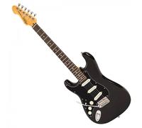 Vintage V60 Coaster Series Left Handed Electric Guitar - Gloss Black, Black