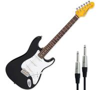 Vintage V6BB Electric Guitar Reissued Boulevard Black with Keepdrum Cable