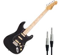Vintage V6HMBB Electric Guitar Reissued Boulevard Black with Keepdrum Cable