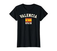 Vintage Valencia Spain Spanish Flag España Souvenir Retro Value Graphic T-Shirt, Women, Black, S
