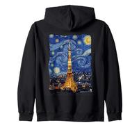 Vintage Van Gogh Tokyo Tower Starry Night Art Zip Hoodie