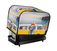 Vintage Van in The Beach with a Surfboard Patterned toaster lid, hangable, suitable for restaurant and home dining table decoration.