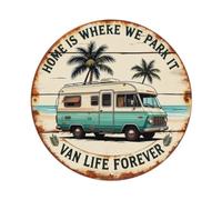 Vintage Van Life Round Metal Sign Metal Tin Sign Plaque