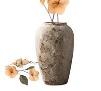Vintage Vase - Rustic Ceramic High Floor Vessel Hydroponic Plant Pot Large Terracotta Vase | Interior Design For Living Room Entryway Table Decoration Terracotta Ceramic Clay
