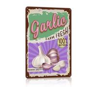 Vintage Vegetable Garlic Metal Tin Signs Wall Decor for Kitchen Garden Farm Fresh