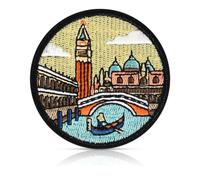 Vintage Venice Campanile Gondola Embroidered Iron On Patch