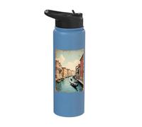 Vintage Venice Canal Scene Gondola Ride Stainless Steel Insulated Water Bottle