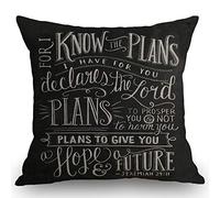 Vintage Verse Scripture Quotes Psalms Sayings,Christianty Verse Jeremiah 29:11 God Hope Cushion Cover Polyester Pillowcase Invisible Zipper Cushion Covers For Anniversary Car Bedroom 45X45Cm