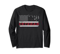 Vintage Veteran US Flag Fathers Day Long Sleeve T-Shirt