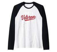 Vintage Veteran US Flag Fathers Day Raglan Baseball Tee