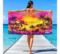 Vintage Vibrant Beach Towel, Quick Dry Sand Free Lightweight Microfibre Beach Towels for Swimming Travel Holiday, Wild Dramatic Exotic Nature Plants Floral Towels 150 x 80 cm
