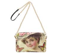 Vintage Victoria Age Beauty Crossbody Bags For Women Small Vegan Leather Womens Casual Purses Zip Lady Shoulder Handbags