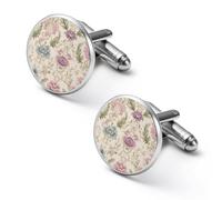 Vintage Victorian Baroque Floral Round Cufflinks for Men Classic Cuff Links Jewellery for Wedding Business Party