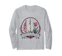 Vintage Victorian Botanical Foxglove Daisy Tulip Floral Long Sleeve T-Shirt