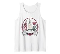 Vintage Victorian Botanical Foxglove Daisy Tulip Floral Tank Top