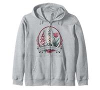 Vintage Victorian Botanical Foxglove Daisy Tulip Floral Zip Hoodie