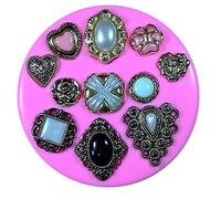 Vintage Victorian Brooches Diamond, Teardrop, Oval, Heart Silicone Mould Mold for Cake Decorating Cake Cupcake Toppers Icing Sugarcraft Tool by Fairie Blessings