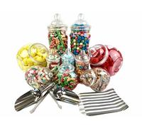 Vintage Victorian Pick & Mix Candy Buffet Kit - 10 Jar Pack & Silver Stripe Bags